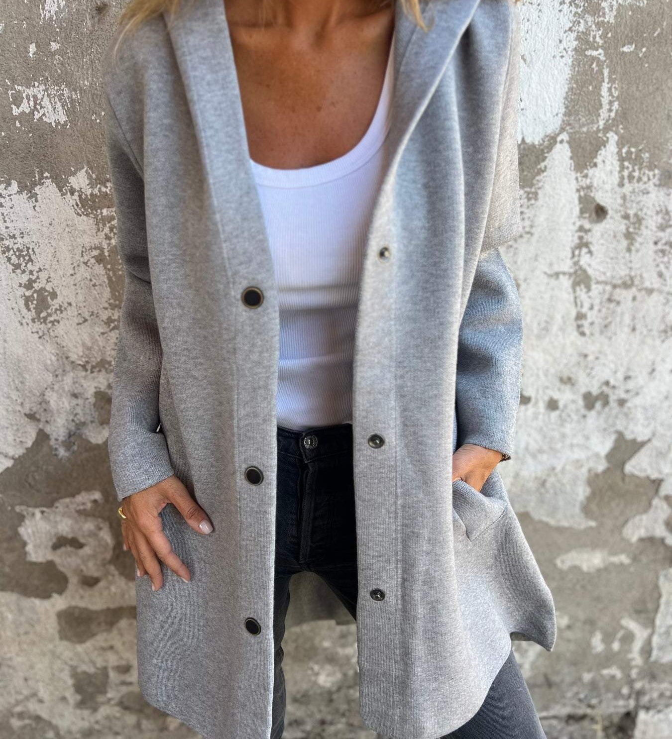Cardigan con Cappuccio e Bottoni Casual da Donna - Comfort e Stile