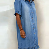 Abito Donna Scollo V – Casual con Rouches, Adatto per Primavera e Estate