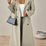 Trench lungo ed elegante in misto cotone da donna - perfetto per l'uso quotidiano