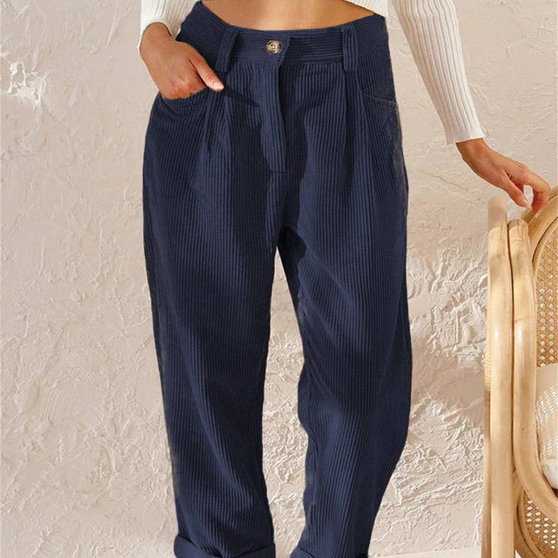 Donna - Pantaloni in corda - Morbido misto cotone - Vestibilità elegante e confortevole