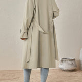Trench lungo ed elegante in misto cotone da donna - perfetto per l'uso quotidiano