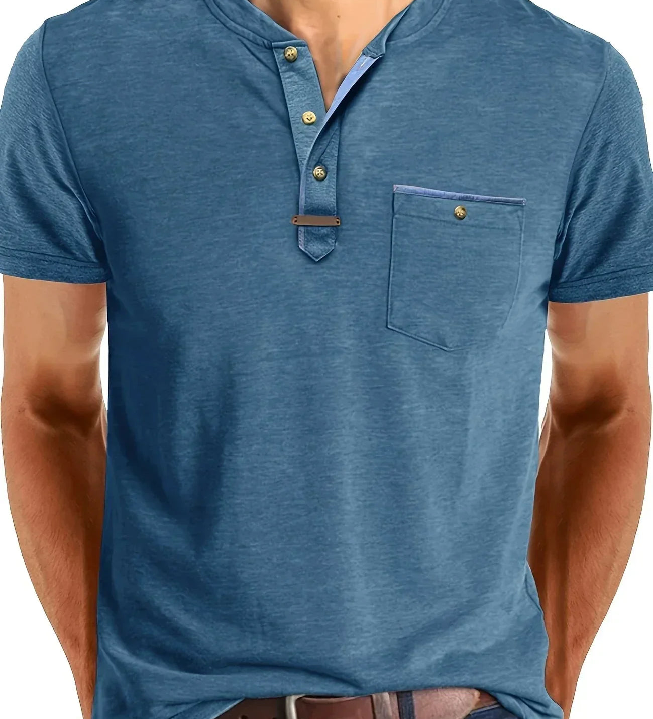 Varel | T-shirt elegante con colletto rotondo e tasca