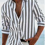 Camicia elegante a righe da uomo – Manica lunga stile casual e moderno