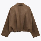 Donna - Giacca oversize in pelle scamosciata