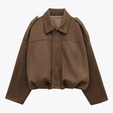 Donna - Giacca oversize in pelle scamosciata