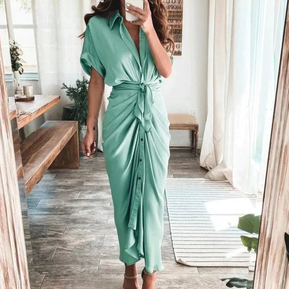 Abito A-line da Donna – Adatto per Casual e Lavoro, Con Bottoni e Zip