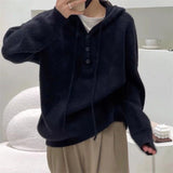 Maglione da donna con cappuccio e lavorazione a coste – Pullover morbido con scollo con bottoni per comodi look quotidiani a strati