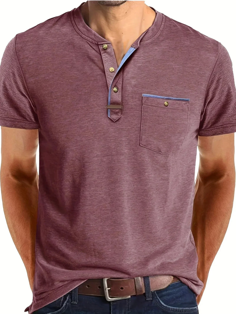 Varel | T-shirt elegante con colletto rotondo e tasca