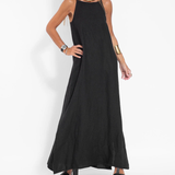 Vestito maxi da donna con scollo all’americana – stile casual chic
