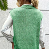 Donna - Gilet a coste con scollo a V - Vestibilità rilassata