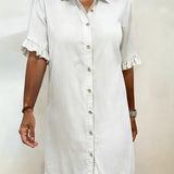 Abito Donna Scollo V – Casual con Rouches, Adatto per Primavera e Estate