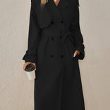 Trench lungo ed elegante in misto cotone da donna - perfetto per l'uso quotidiano