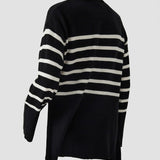Maglione da donna in maglia a righe e blocchi di colore – Pullover comodo e lungo per vestirsi a strati con stile in inverno