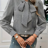 Blusa Femminile Sottile – Con Fiocco, Adatta per Lavoro e Uso Quotidiano