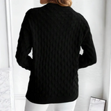 Maglione da donna in cashmere lavorato a trecce con scollo rotondo