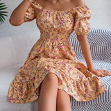 Abito estivo midi floreale casual ed elegante da donna - Elegante, lusinghiero