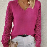 Donna - Maglia con scollo a V - Tessuto misto acrilico