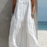 Abito maxi smanicato a righe da donna - Leggero e rilassato