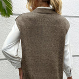 Donna - Gilet a coste con scollo a V - Vestibilità rilassata