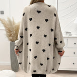 Donna - Cardigan con motivo a cuore - Manica lunga