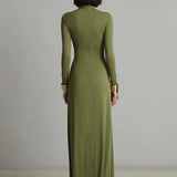 Abito maxi da donna con scollo a V profondo - Elegante e fluido