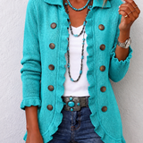 Elisa™ | Cardigan in maglia con volant turchese
