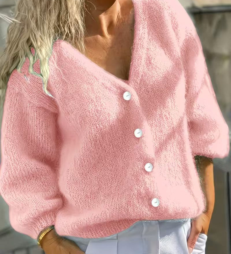 Cardigan maglia donna con bottoni - Semplice e morbido