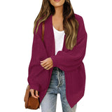Cardigan da donna in maglia grossa – Modello oversize avvolgente con maniche a lanterna