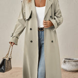 Trench lungo ed elegante in misto cotone da donna - perfetto per l'uso quotidiano