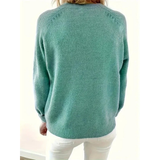 Maglione in maglia da donna con scollo a V – Modello comodo con bottoni sul collo, ideale per tutti i giorni