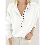 Maglione in maglia da donna con scollo a V – Modello comodo con bottoni sul collo, ideale per tutti i giorni