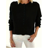 Maglione in maglia da donna con scollo a V – Modello comodo con bottoni sul collo, ideale per tutti i giorni