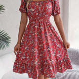 Abito estivo midi floreale casual ed elegante da donna - Elegante, lusinghiero