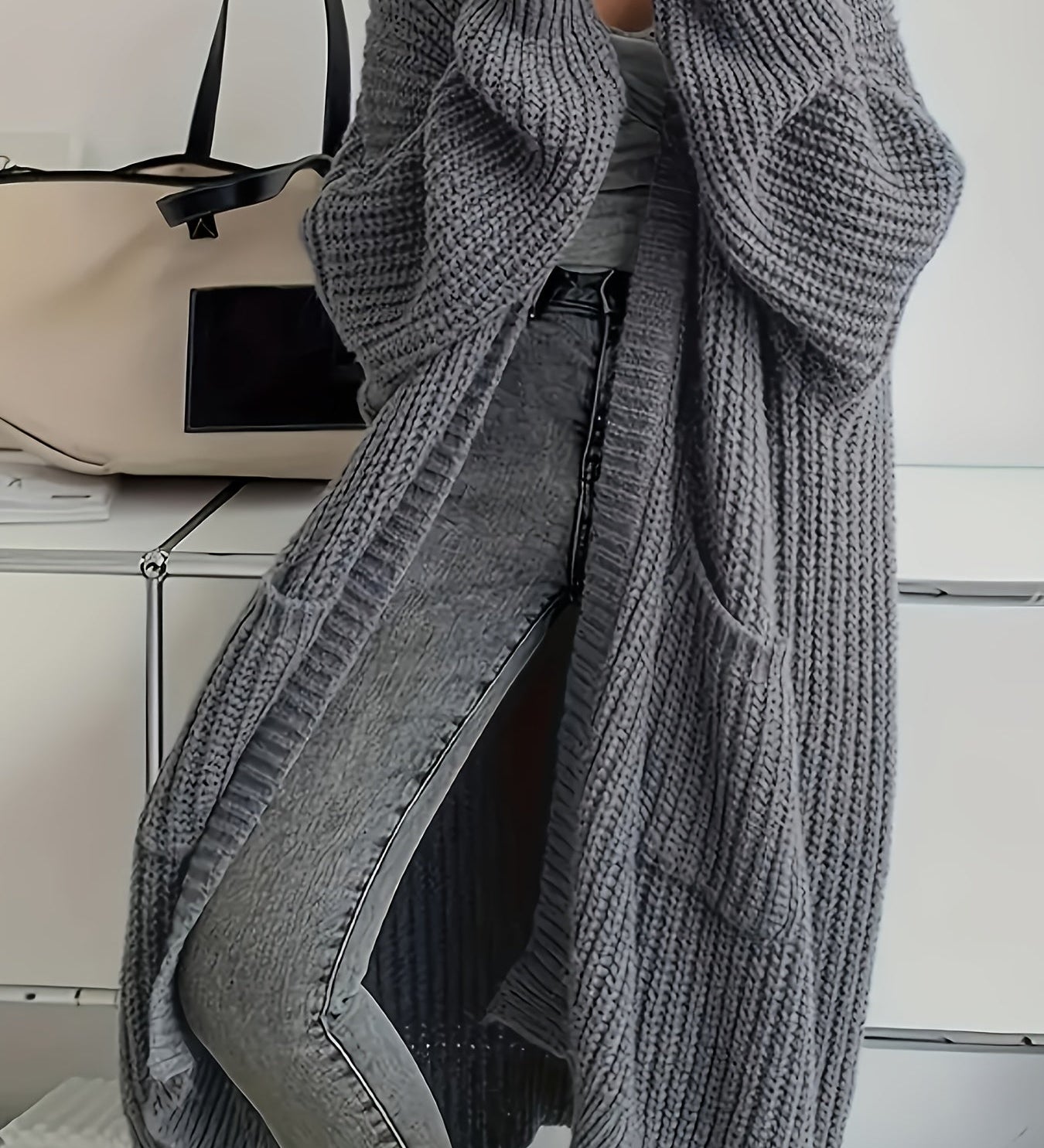 Cardigan aperto oversize da donna – Maglia lunga e comoda