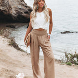 Pantaloni estivi in lino da donna – Elastico in vita e vestibilità comoda e ampia