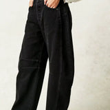 Jeans a vita alta alla moda da donna - Pantaloni in denim unici con gamba larga