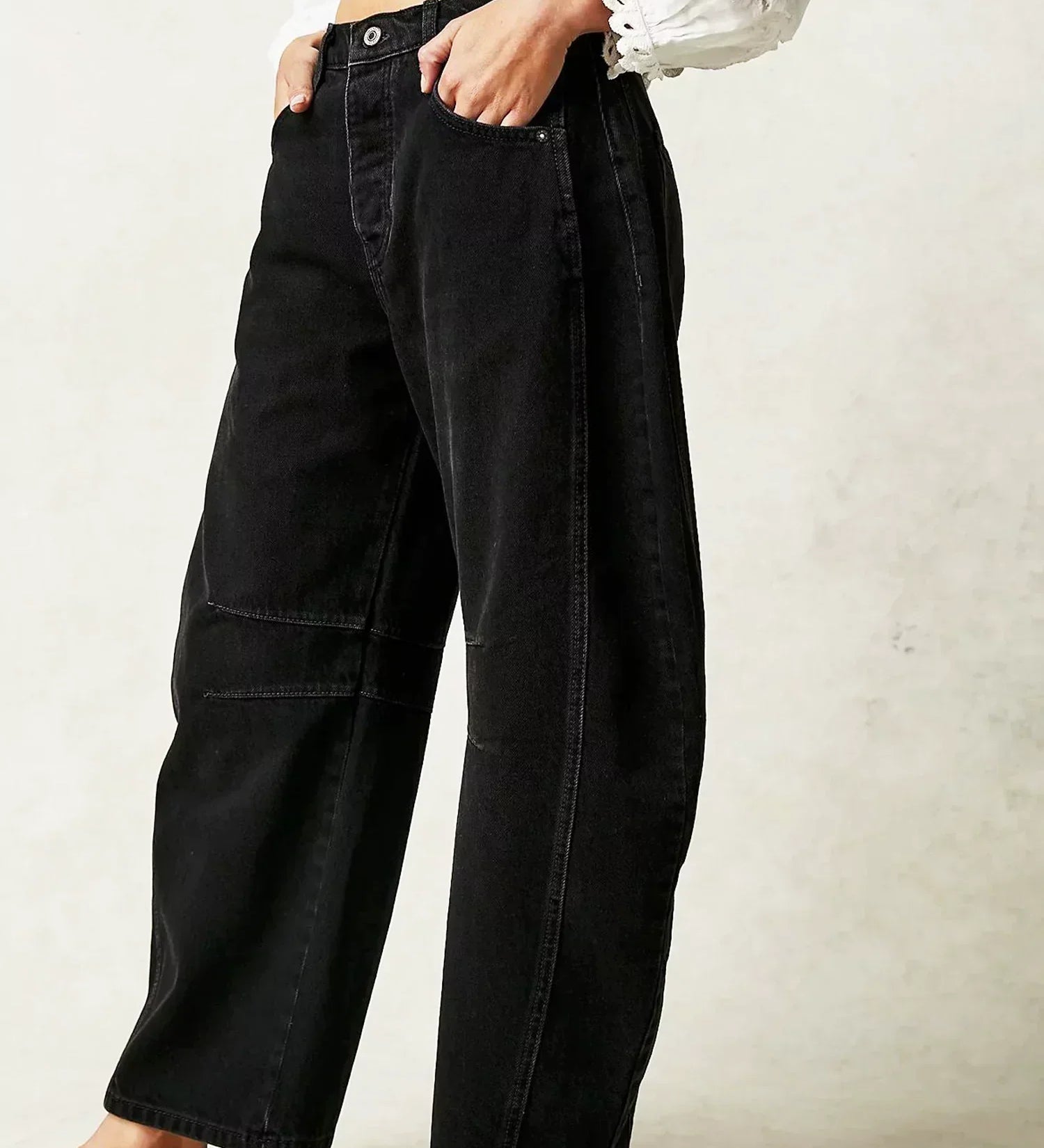 Jeans a vita alta alla moda da donna - Pantaloni in denim unici con gamba larga