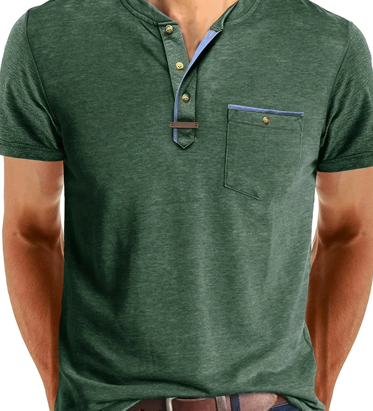 Varel | T-shirt elegante con colletto rotondo e tasca