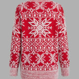 Maglione da donna in maglia con fiocchi di neve nordici – Pullover festivo con girocollo per le giornate invernali