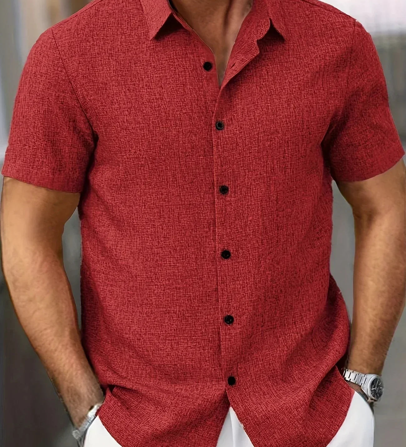 Varel | Camicia leggera a maniche corte in misto lino
