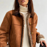Donna - Accogliente giacca in pelle scamosciata vintage - Vestibilità elegante