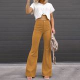 Pantaloni Flared a Vita Alta per Donna – Adatti per Occasioni Casual e Festive