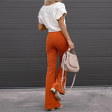 Pantaloni Flared a Vita Alta per Donna – Adatti per Occasioni Casual e Festive
