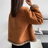 Donna - Accogliente giacca in pelle scamosciata vintage - Vestibilità elegante