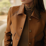 Donna - Giacca marrone a maniche lunghe - Design alla moda