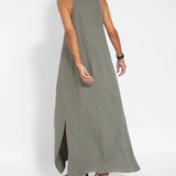 Vestito maxi da donna con scollo all’americana – stile casual chic
