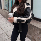 Donna - Giacca biker - Rivestimento in shearling