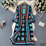 Elegante cardigan lungo colorato per donna - Maglia aperta