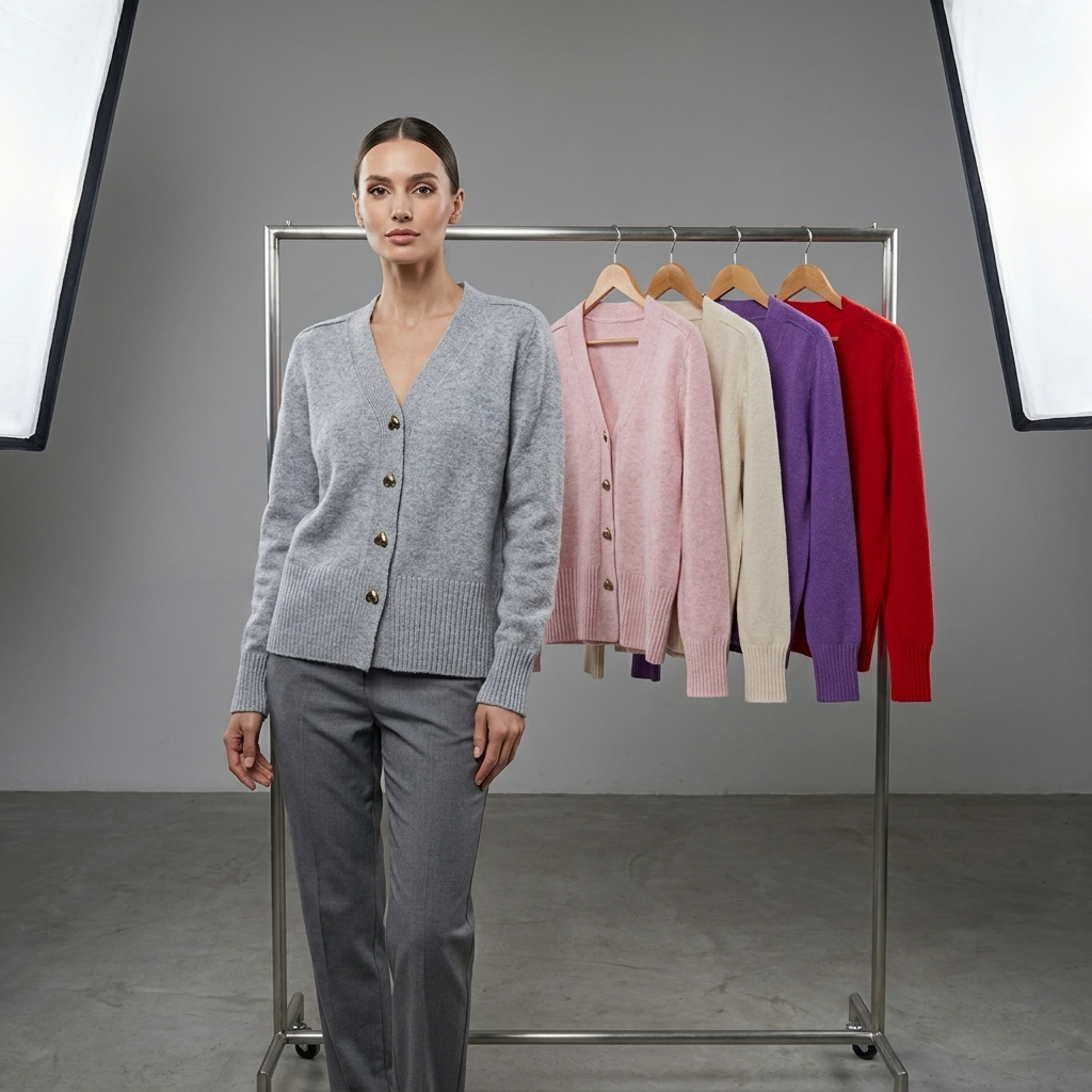 Cardigan lavorato a maglia con scollo a V da donna, bottoni frontali, stile autunnale
