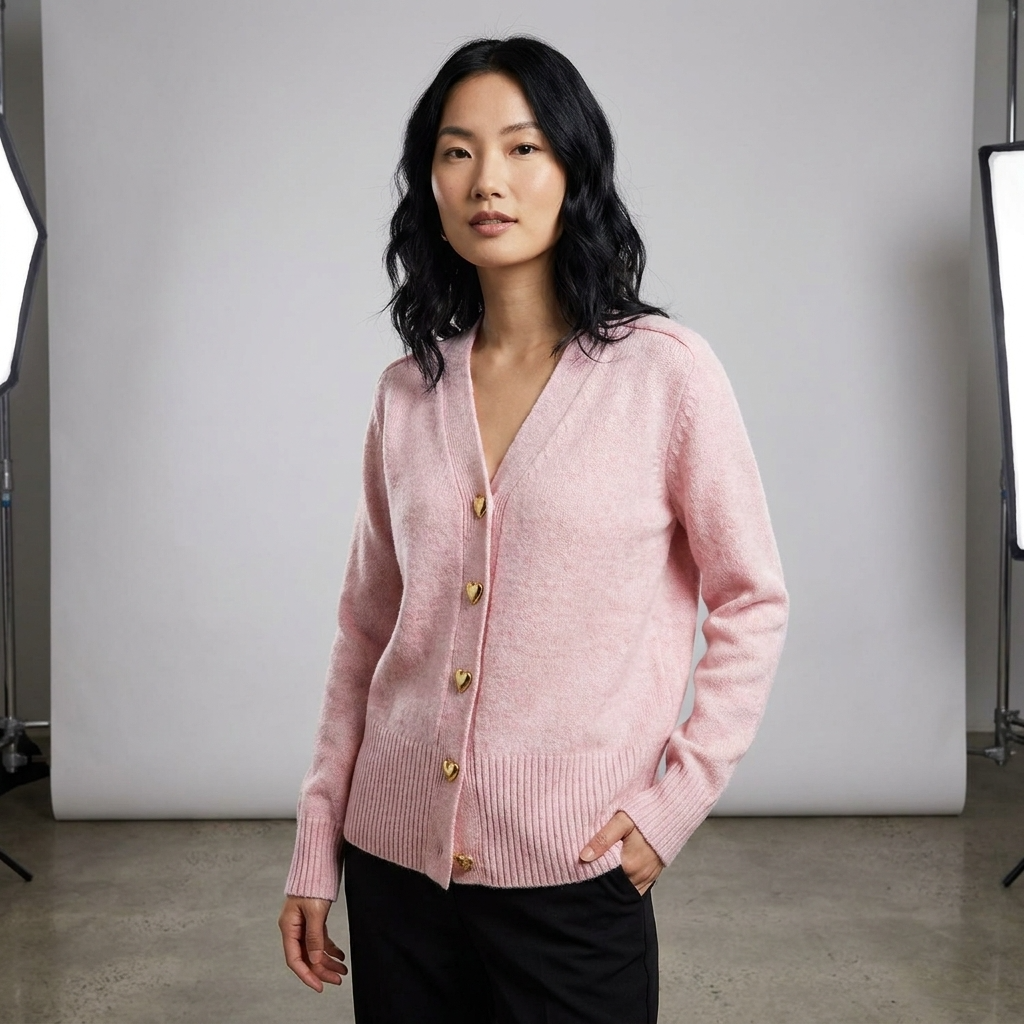 Cardigan lavorato a maglia con scollo a V da donna, bottoni frontali, stile autunnale